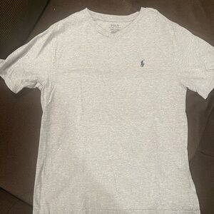 Polo by Ralph Lauren Men’s Heather Gray V-Neck Tee with Navy Pony
